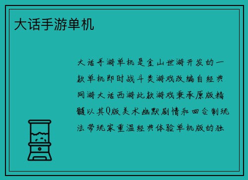大话手游单机